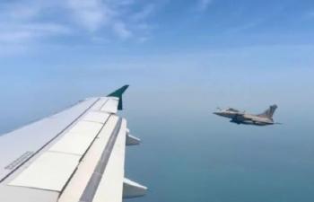 Fighter Jets Escort PM Shehbazs Aircraft On Arrival In Qatar 76263